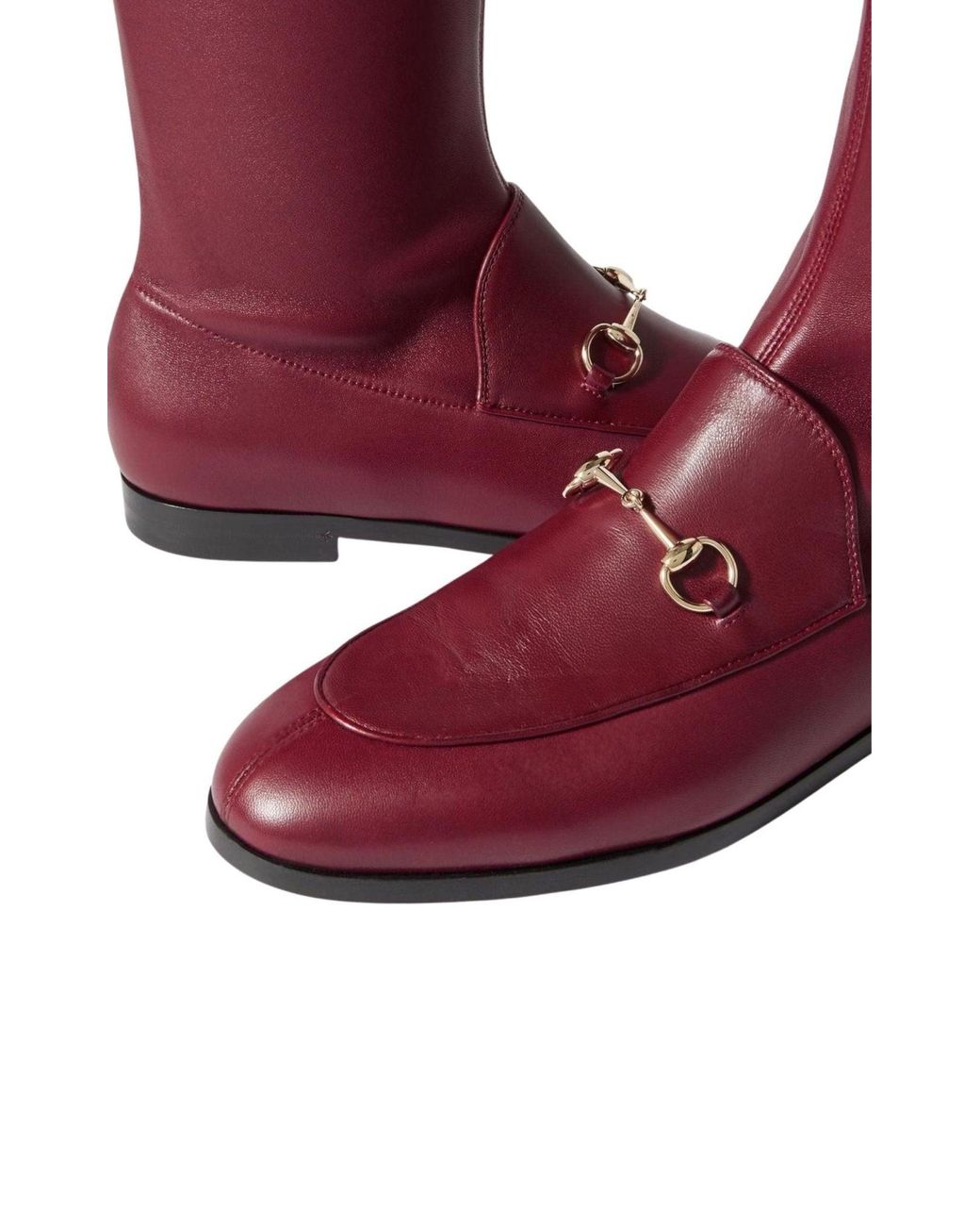 Gucci Red Jordaan Burgundy Leather Ankle Boots