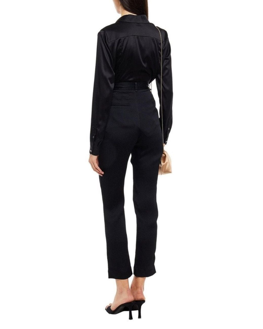 Roland Mouret Black Pleated Silk Pants
