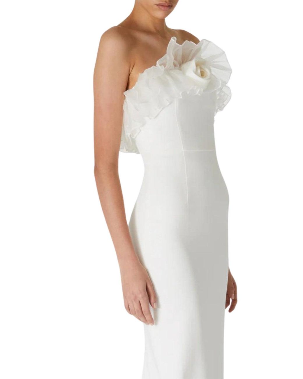 Alessandra Rich White Organza-trim Maxi Dress