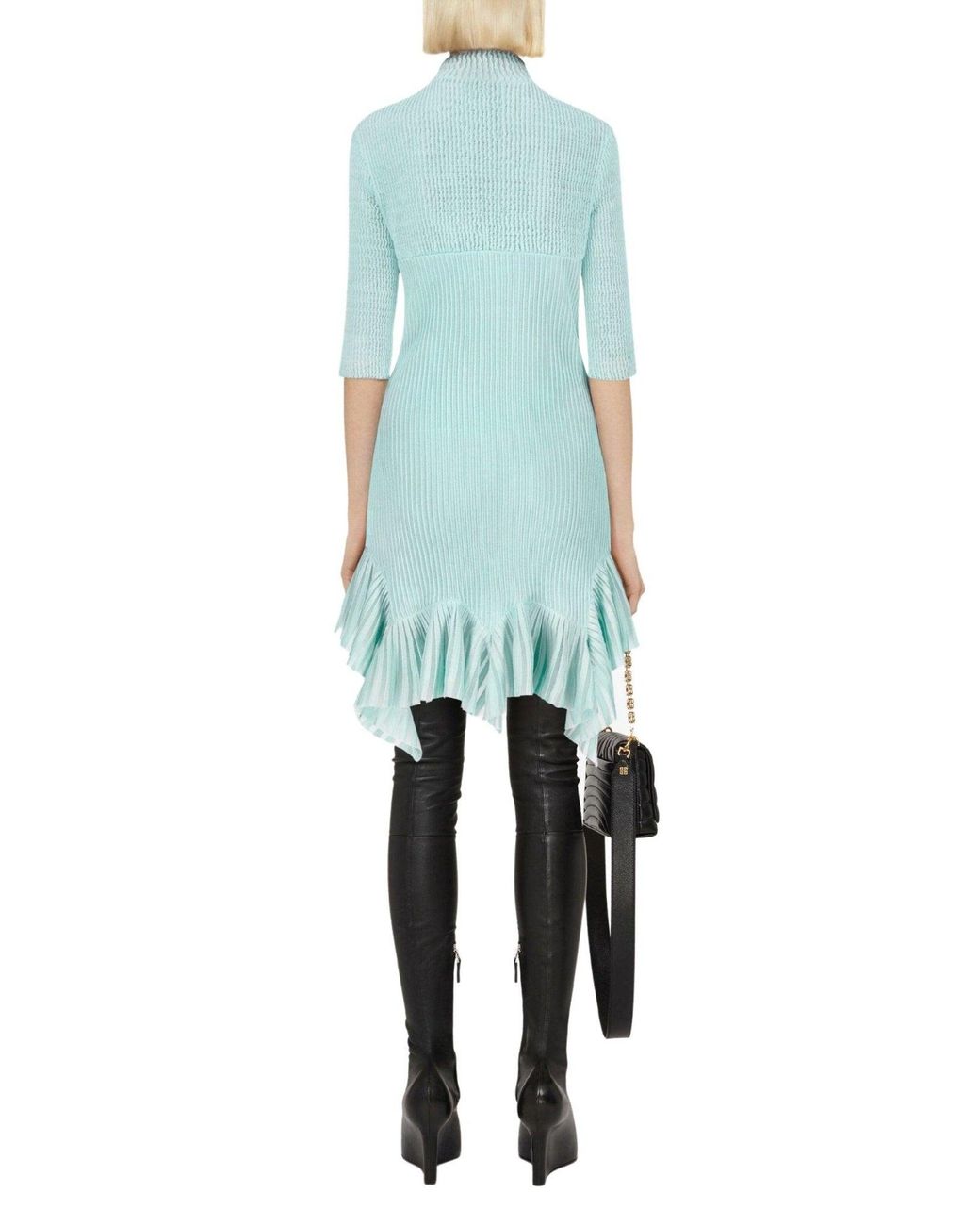Givenchy Blue High-neck Asymmetric Dress