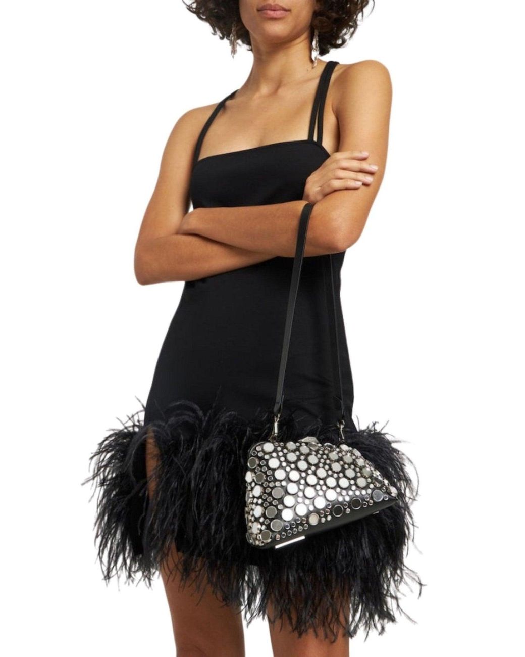 The Attico Black Midnight Workmanship Mirror Clutch