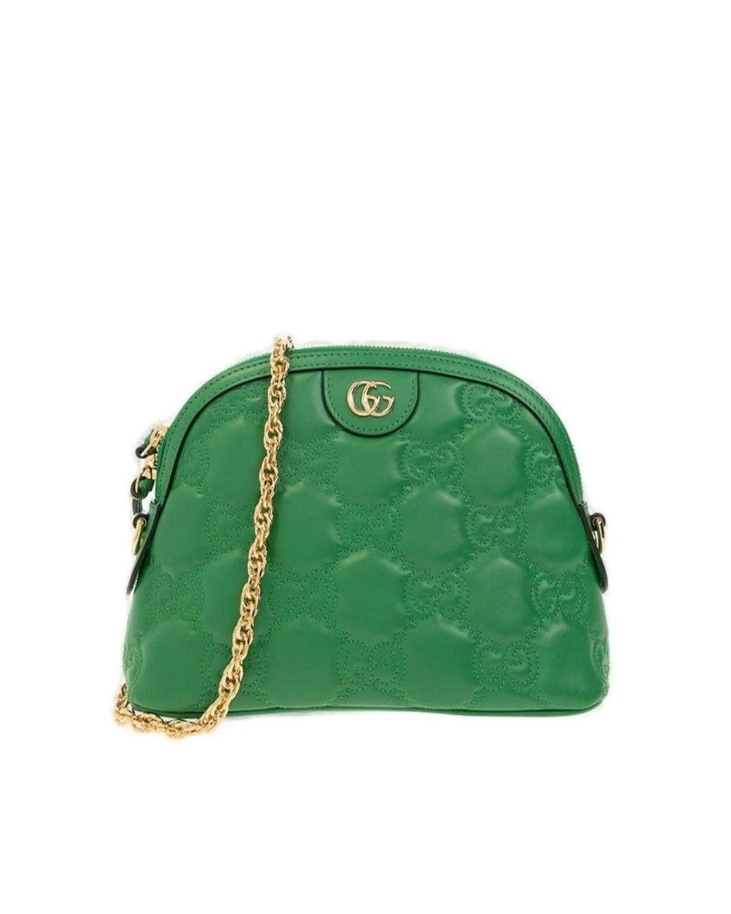 Gucci Green GG Matelassé Zipped Shoulder Bag