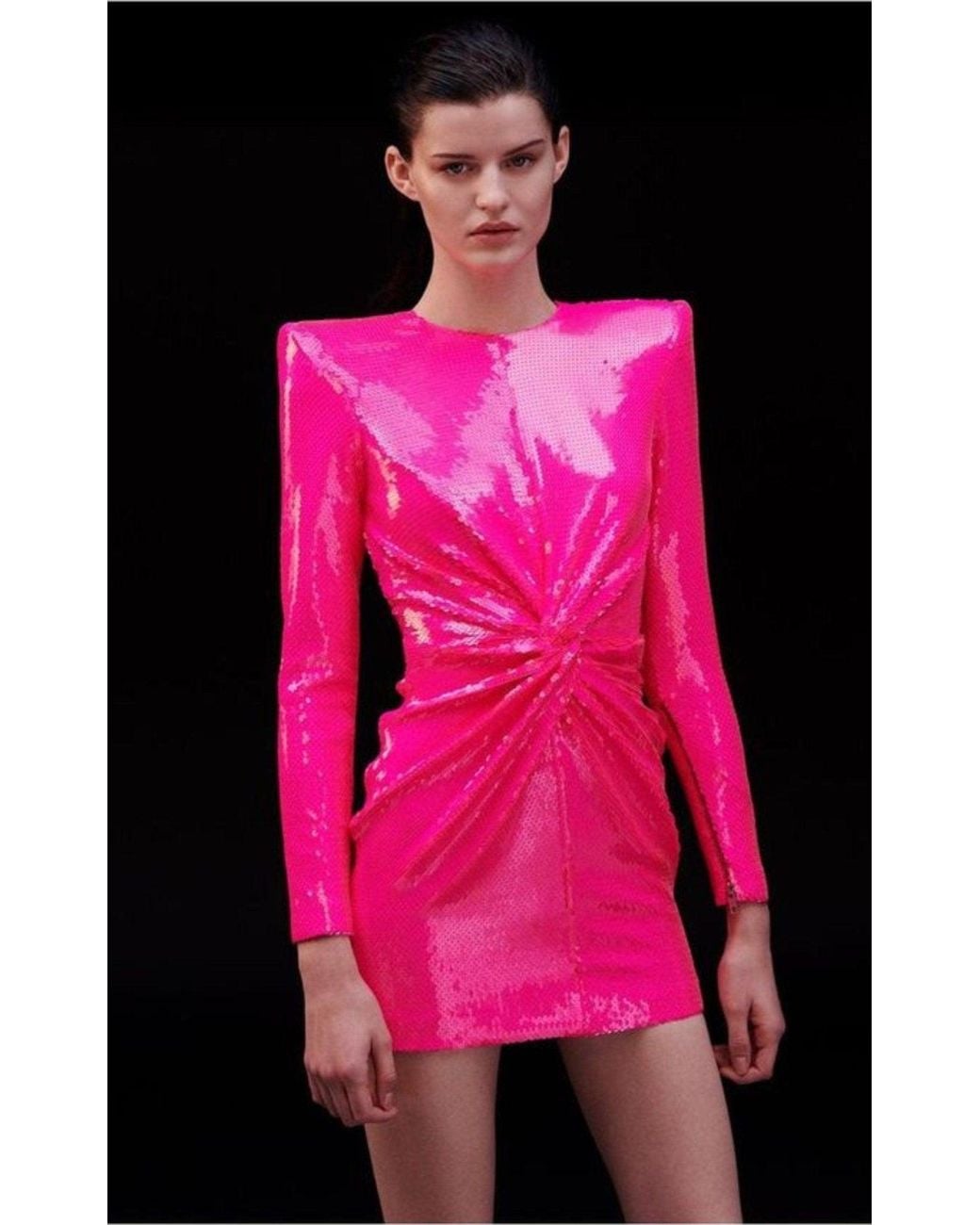 Alex Perry Pink Jade Sequin-embellished Structured Mini Dress