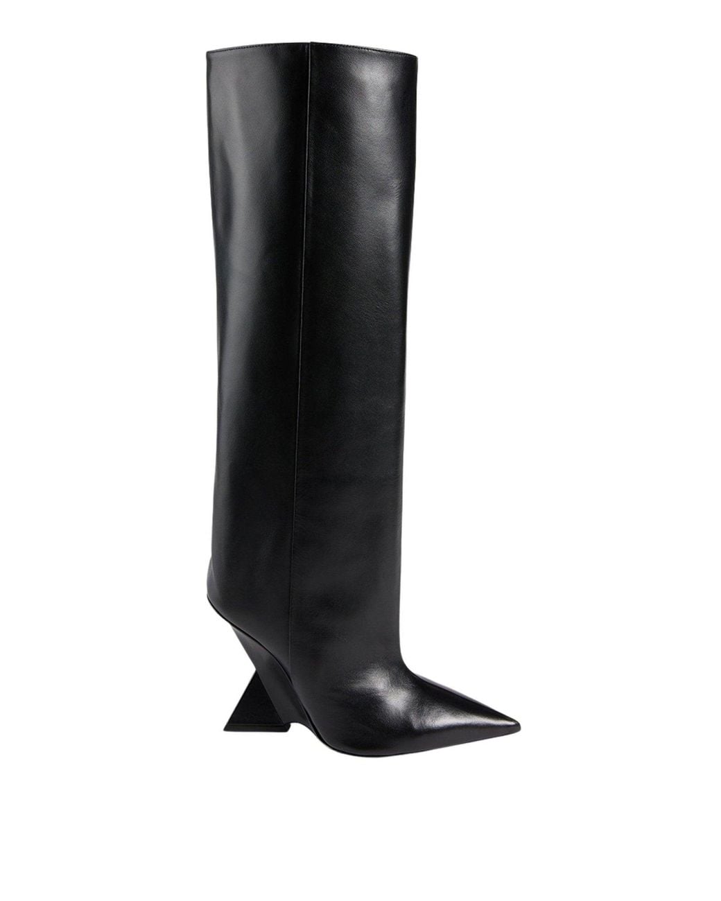 The Attico Black Cheope Leather Wedge Knee-high Boots