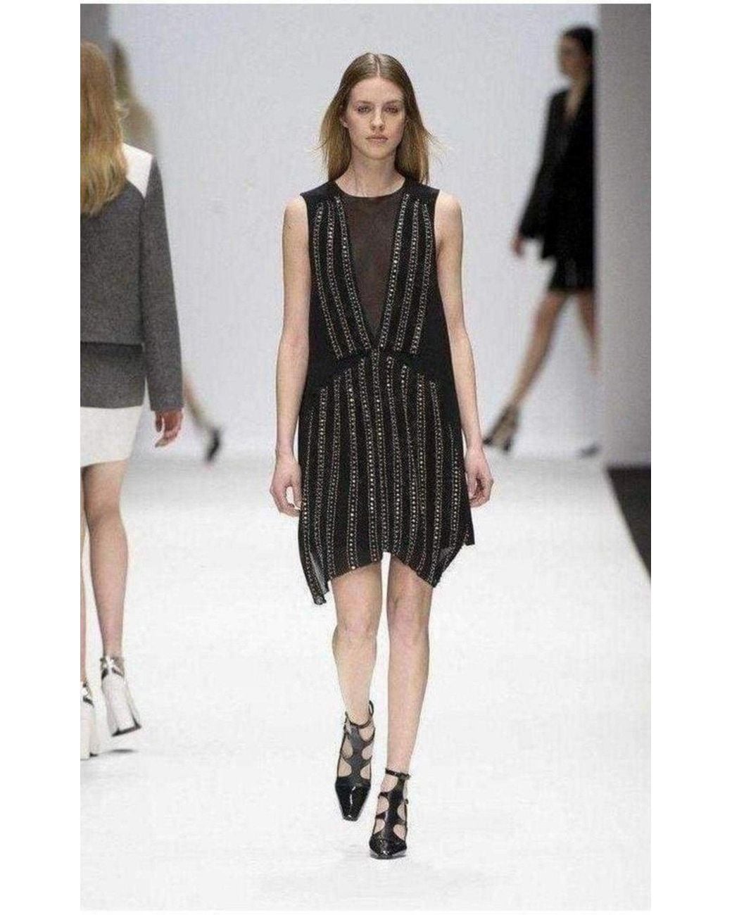 Vanessa Bruno Black Embellished Silk Cocktail Dress