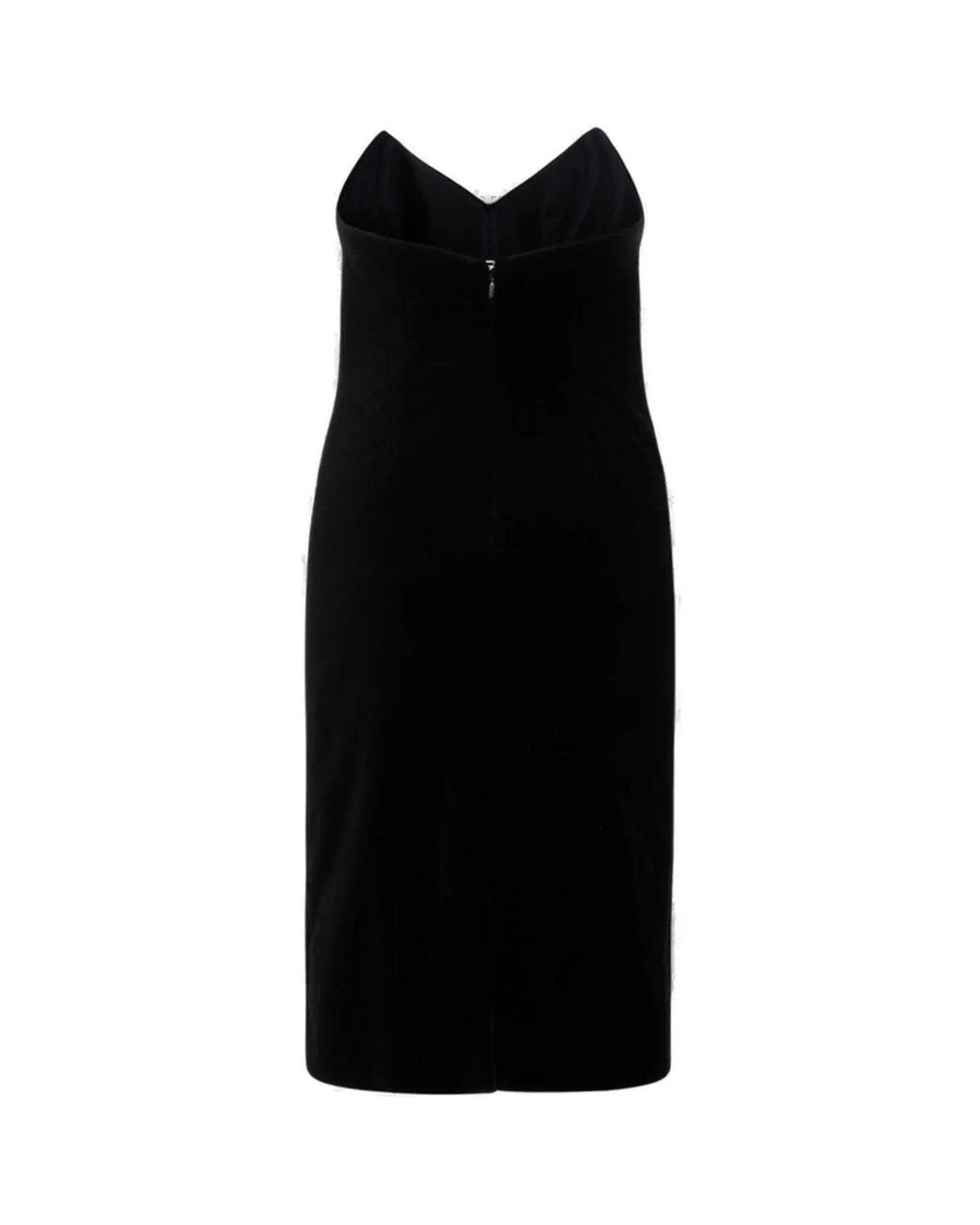 Loewe Black Strapless Velvet Bustier Mini Dress