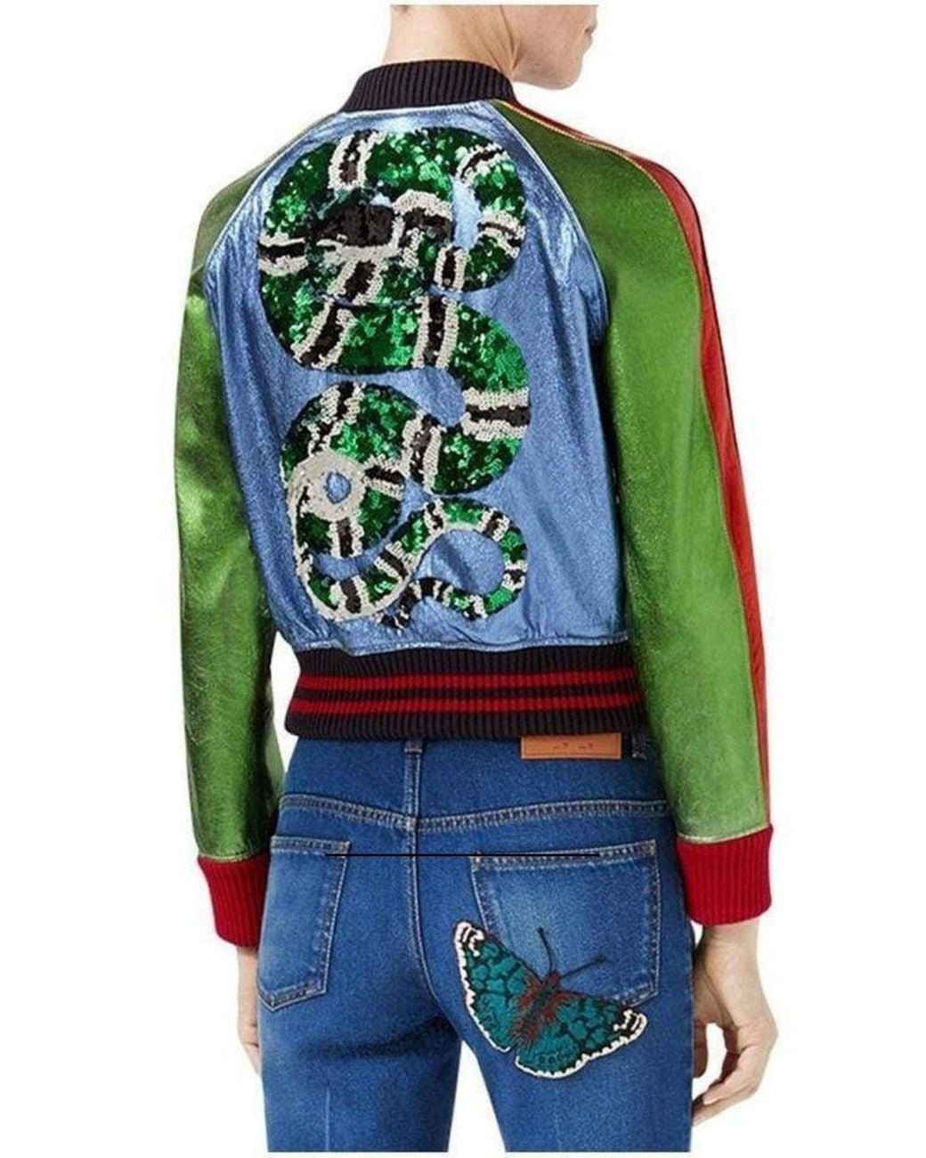Gucci Blue Bee & Butterfly Patches Jeans
