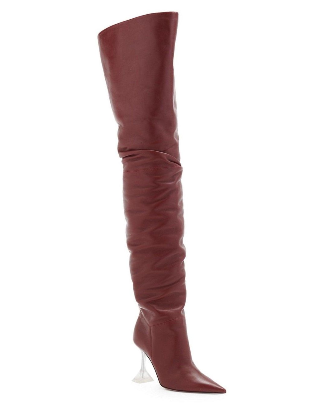 AMINA MUADDI Red Olivia Leather Over-the-knee Boots