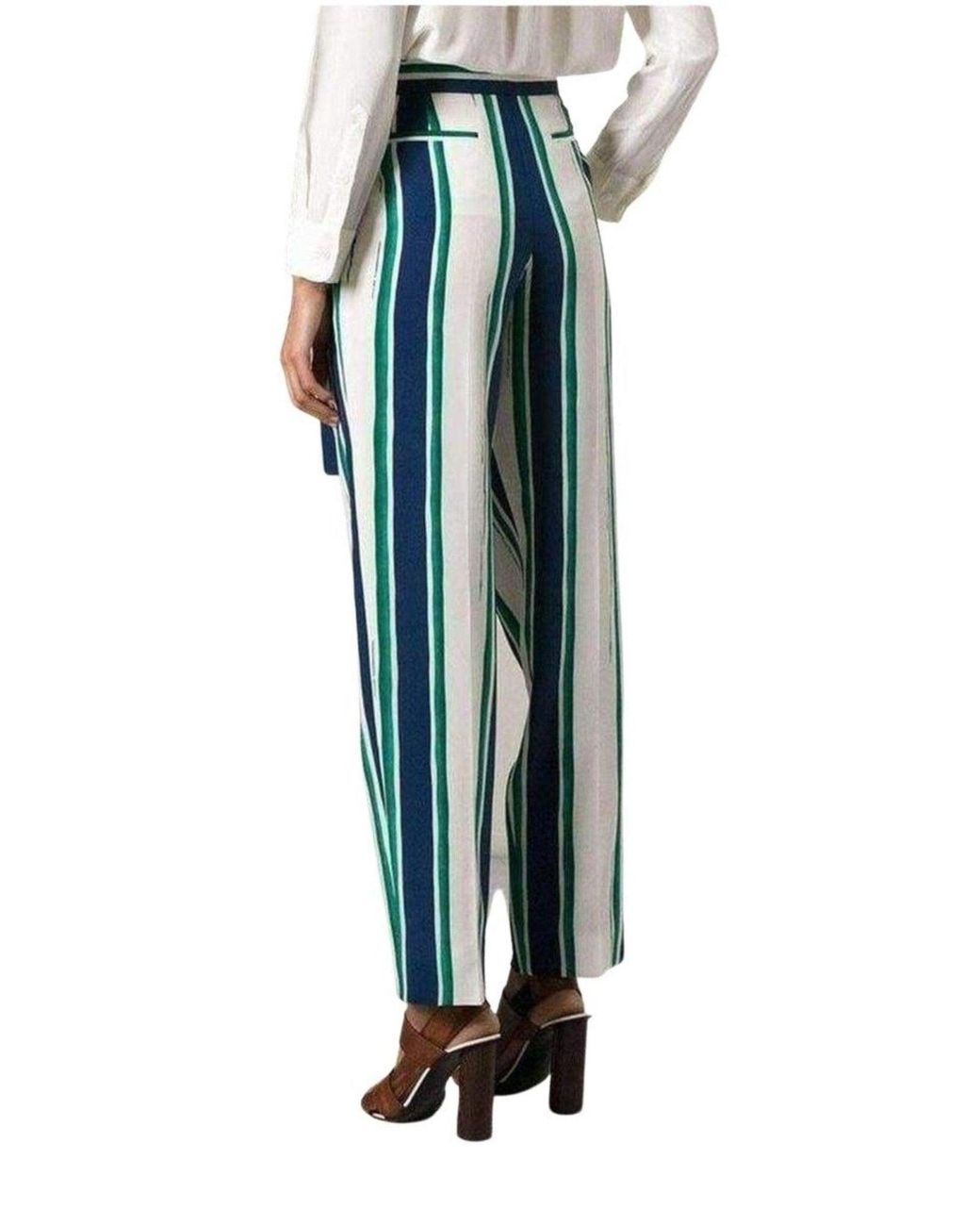 Chloé Blue Striped Sarong Silk Trousers