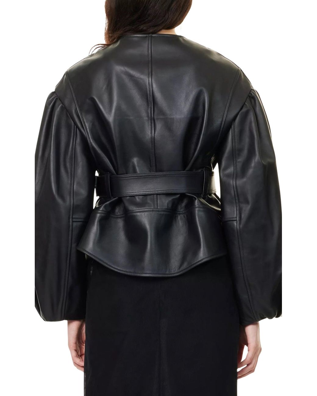 Simone Rocha Black Sculpted Cropped Leather Jacket