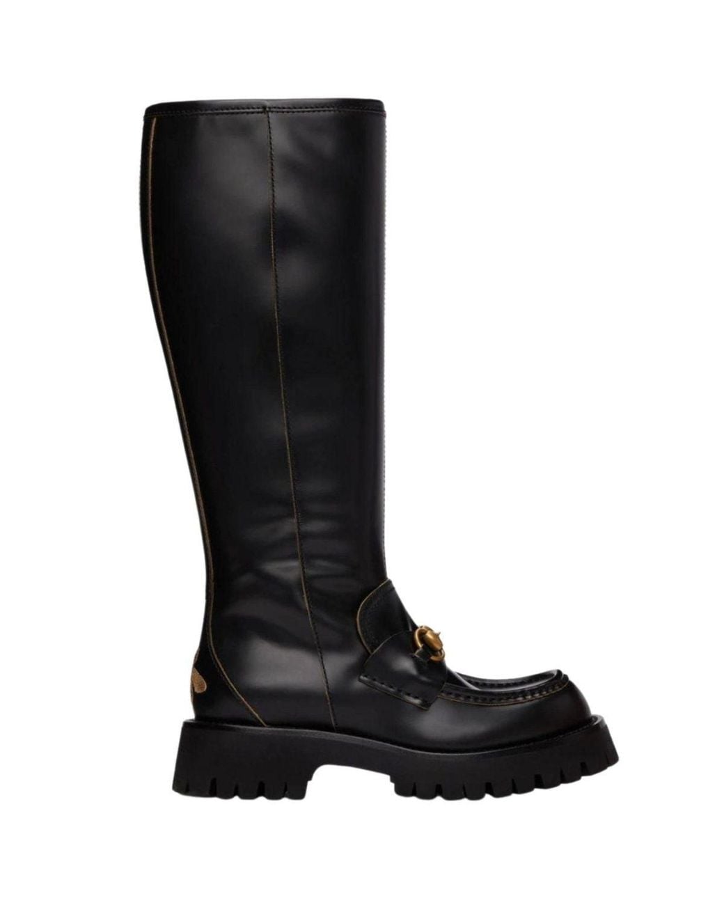 Gucci Black Horsebit Detail Knee-high Boots