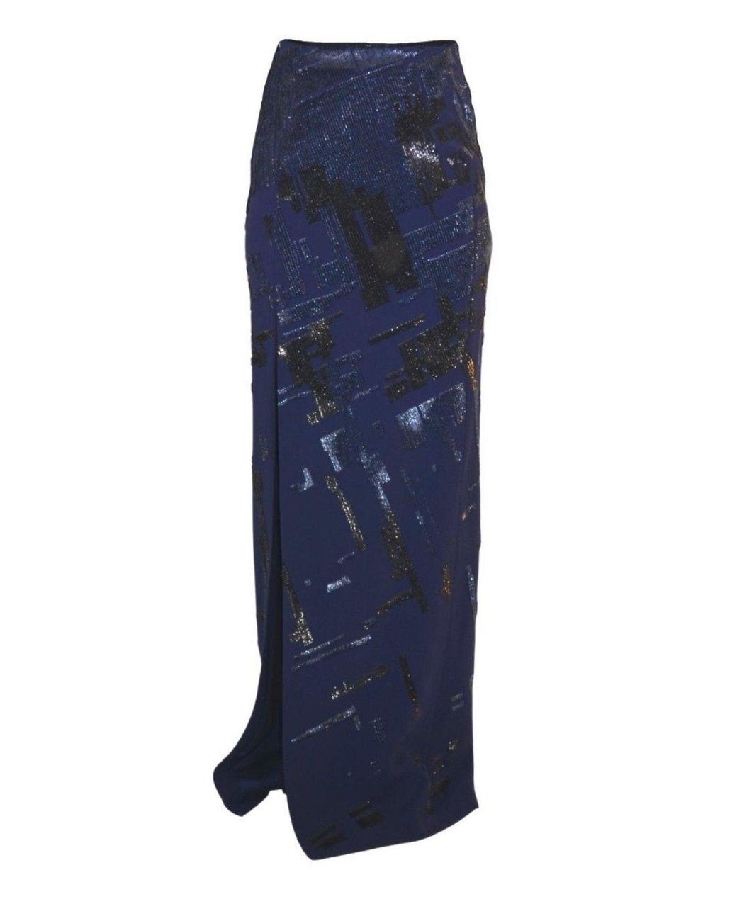Mugler Sequins Embellished Blue Maxi Skirt