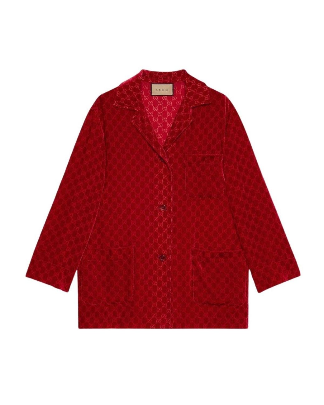 Gucci GG Embossed Devoré Velvet Shirt In Red