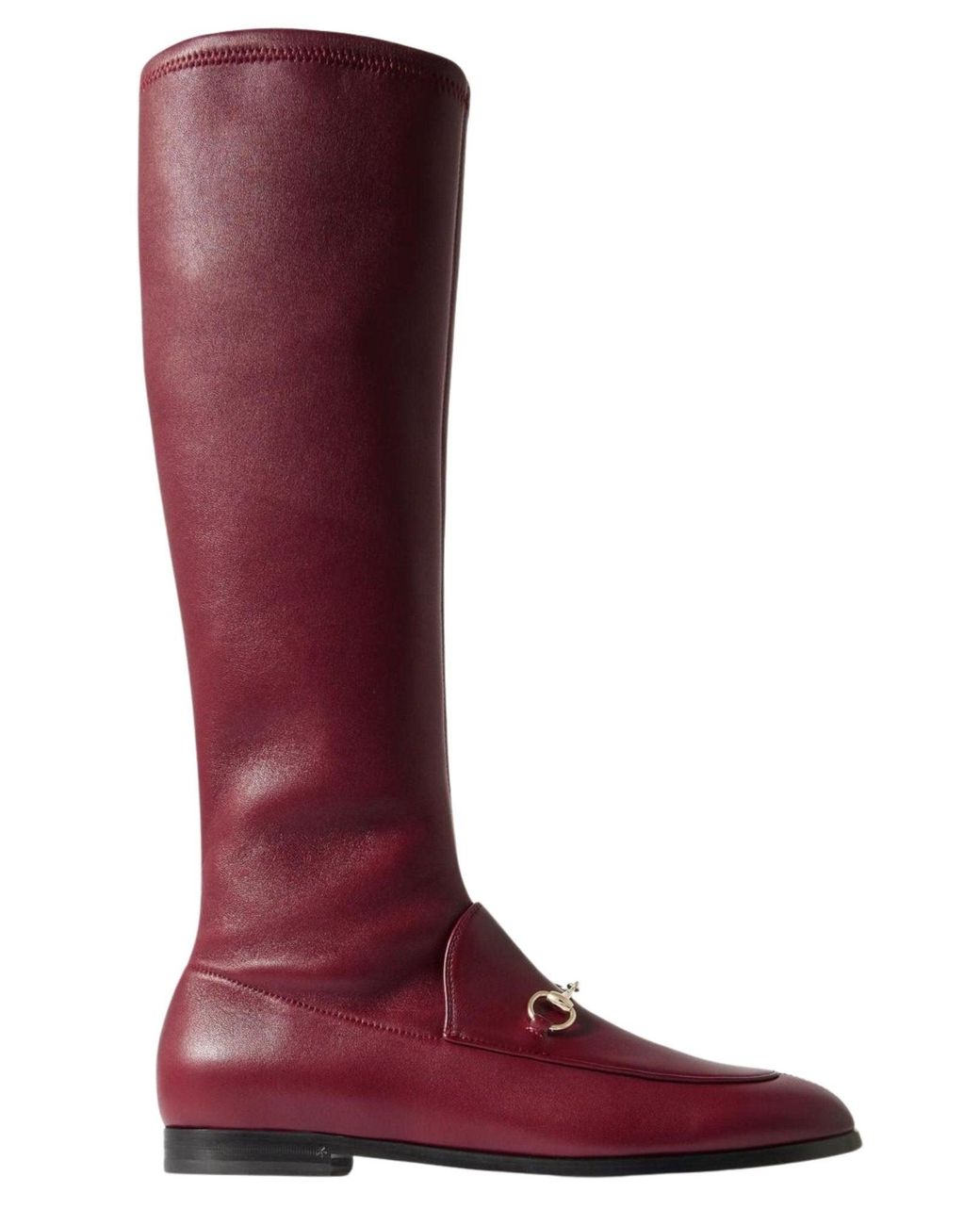 Gucci Red Jordaan Burgundy Leather Knee-high Boots