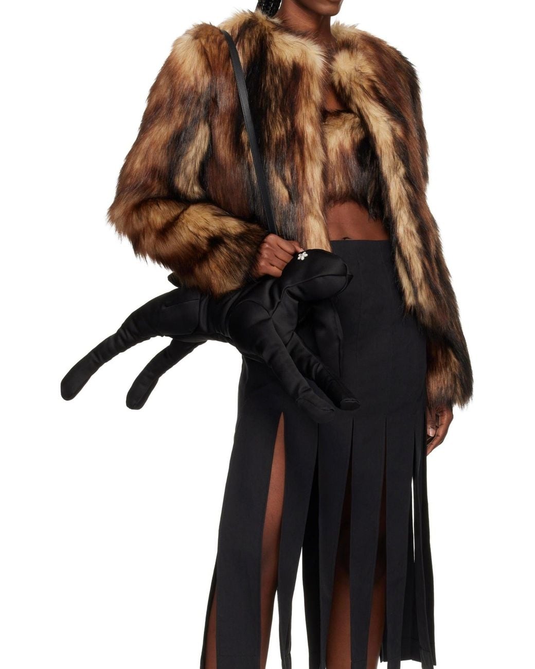 Simone Rocha Brown Sculpted Faux Fur Fray Jacket