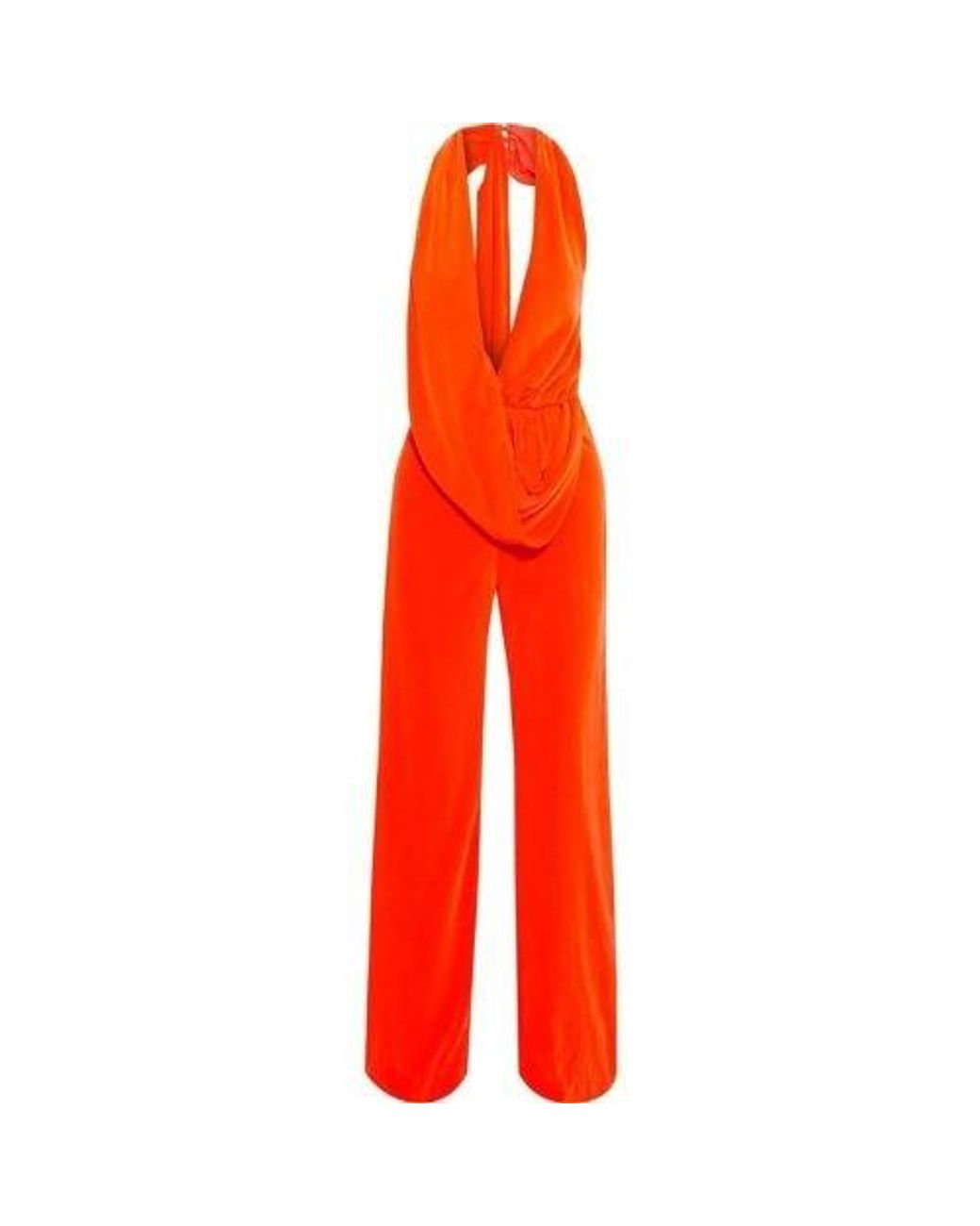 Area Red Draped Cowl Jumpsuit