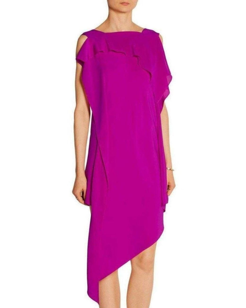 Acne Pink Barrow Asymmetric Silk Crepe De Chine Dress