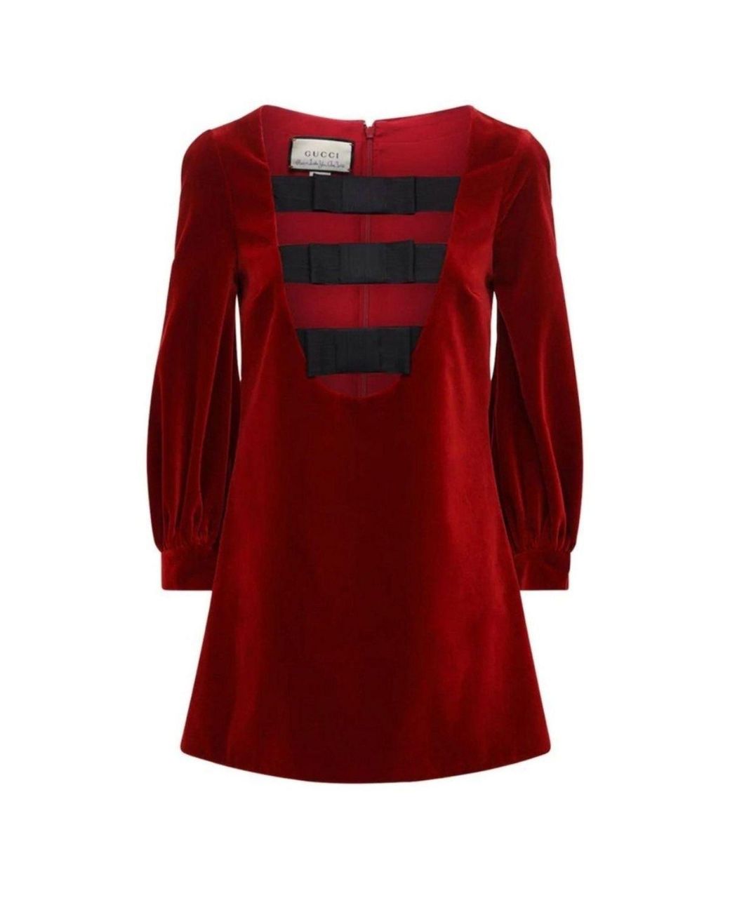 Gucci Red Stretch Cotton-velvet Mini Dress