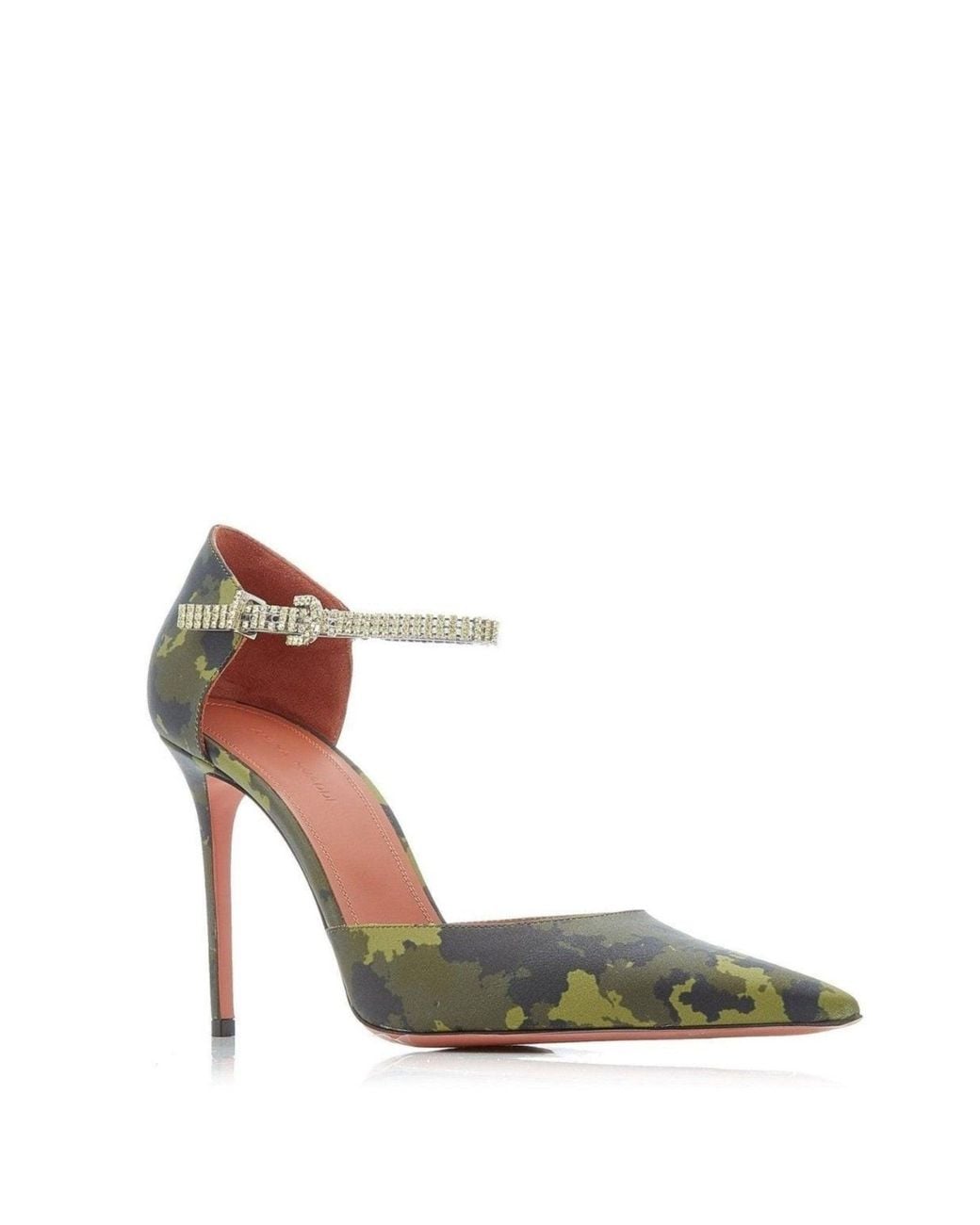 AMINA MUADDI Green Usrina Crystal-embellished Camouflage-satin Pumps