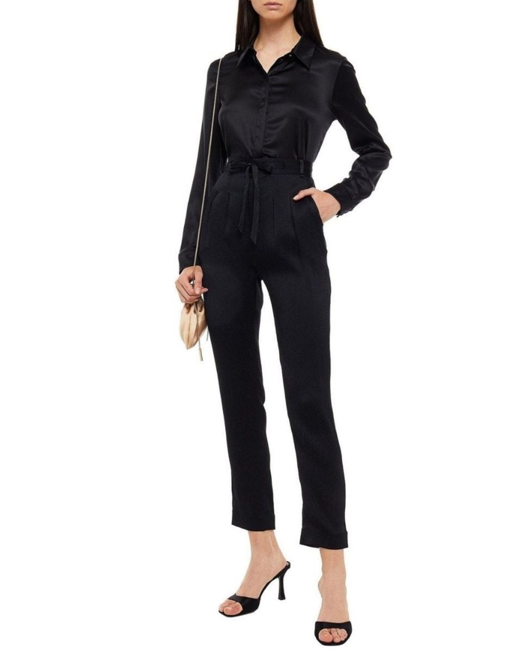 Roland Mouret Black Pleated Silk Pants