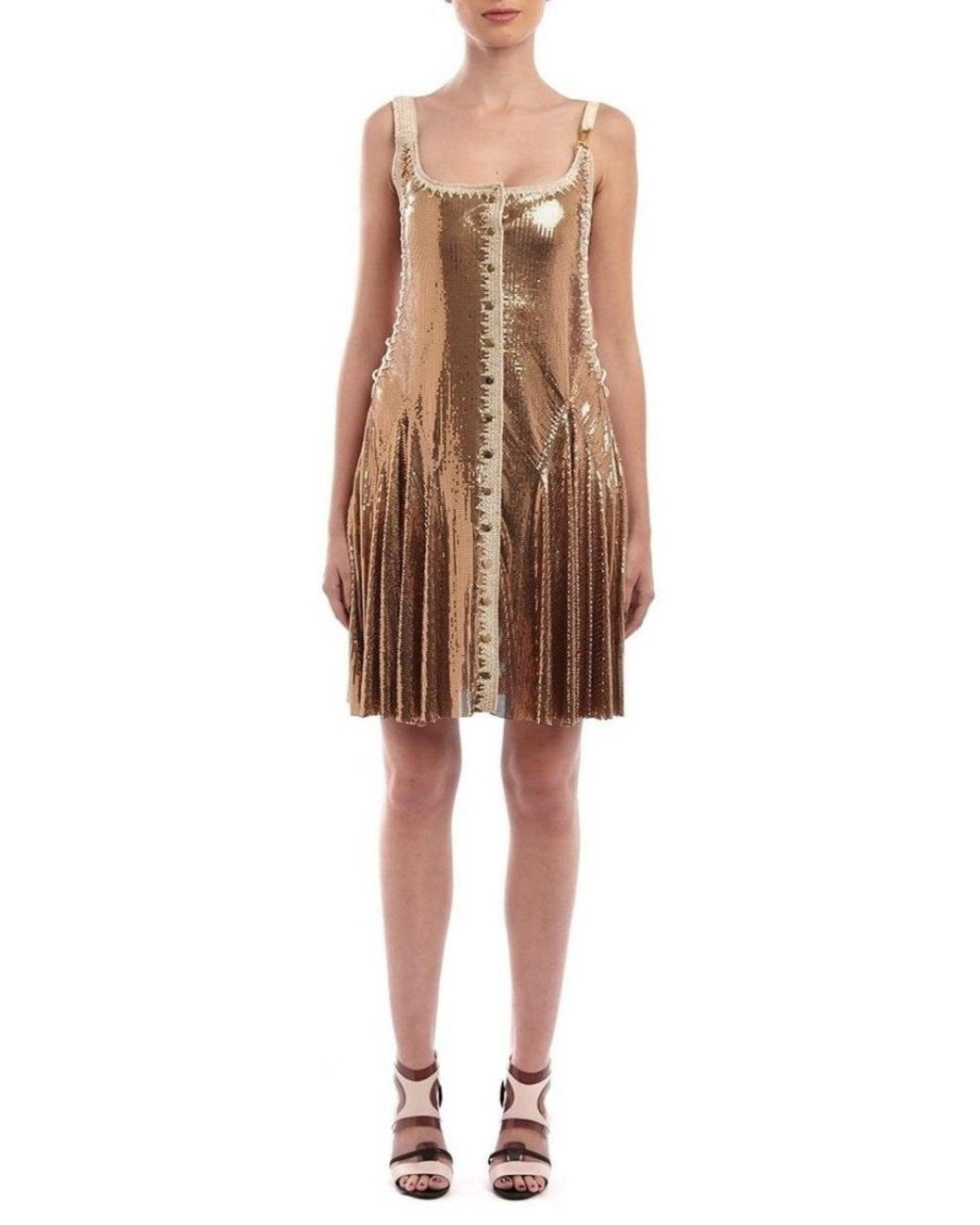 Rabanne Brown Gold Chainmail Dress
