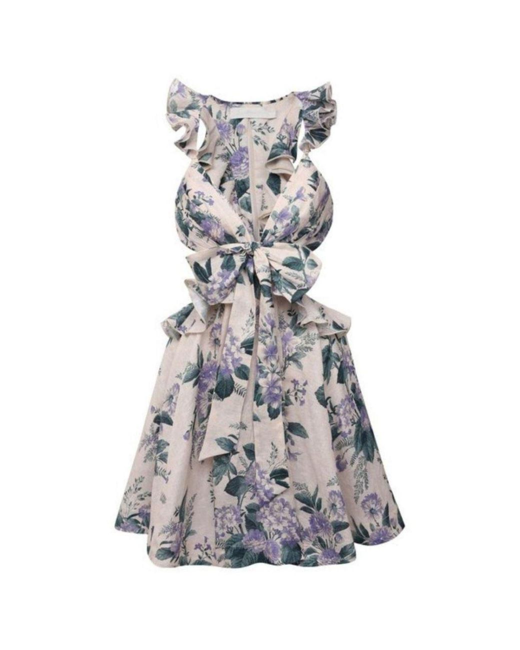 Zimmermann Gray Cassia Floral Print Mini Dress