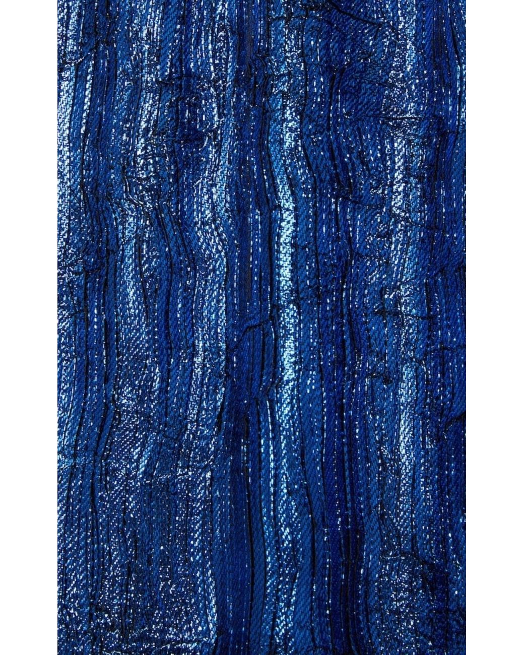 Gucci Shiny Blue Crinkled Lurex Midi Skirt