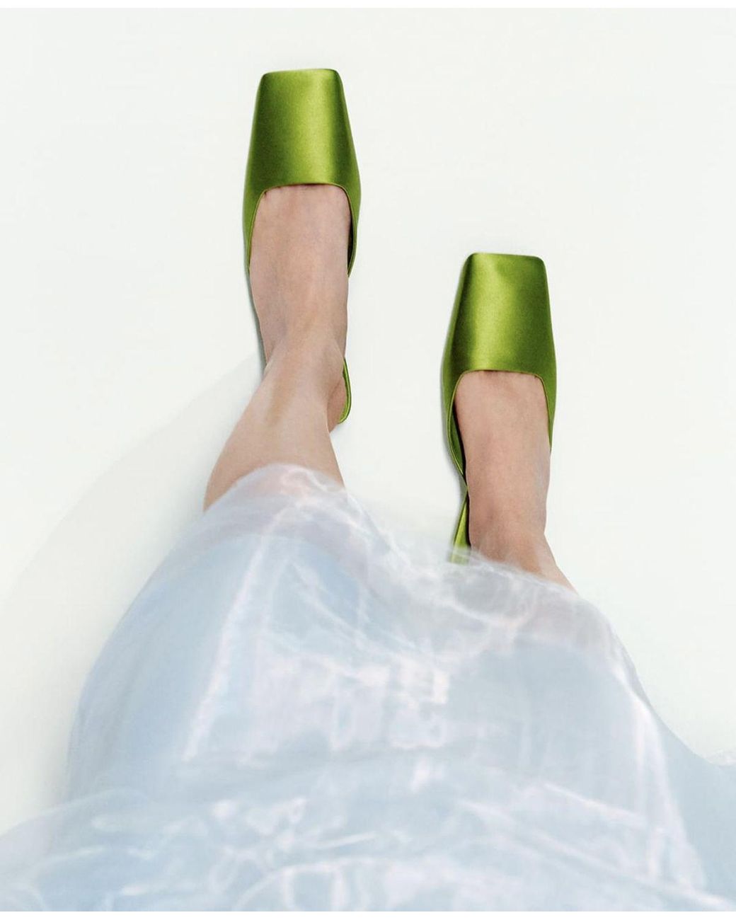 Prada Green Square-toe Satin Mules