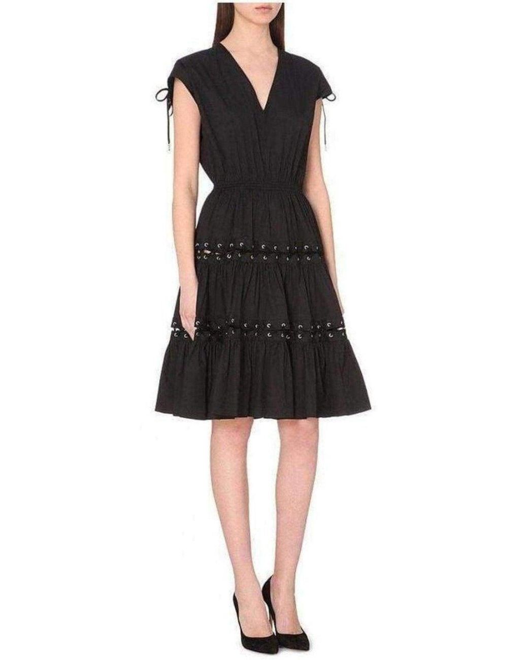 Jean Paul Gaultier Lace Up Panel Black Cotton Dress