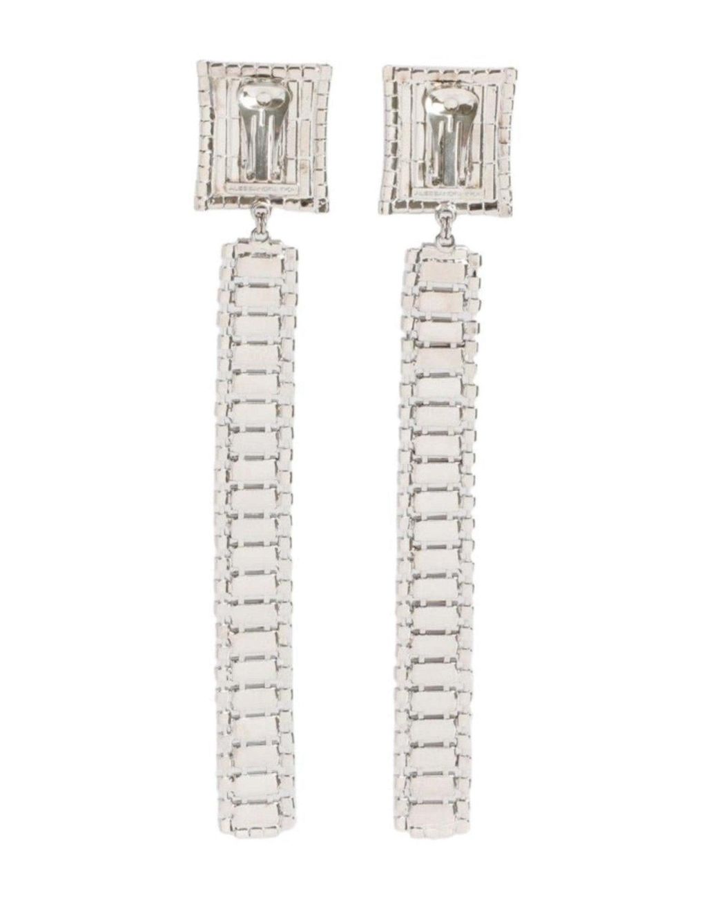 Alessandra Rich White Long Crystal-embellished Earrings