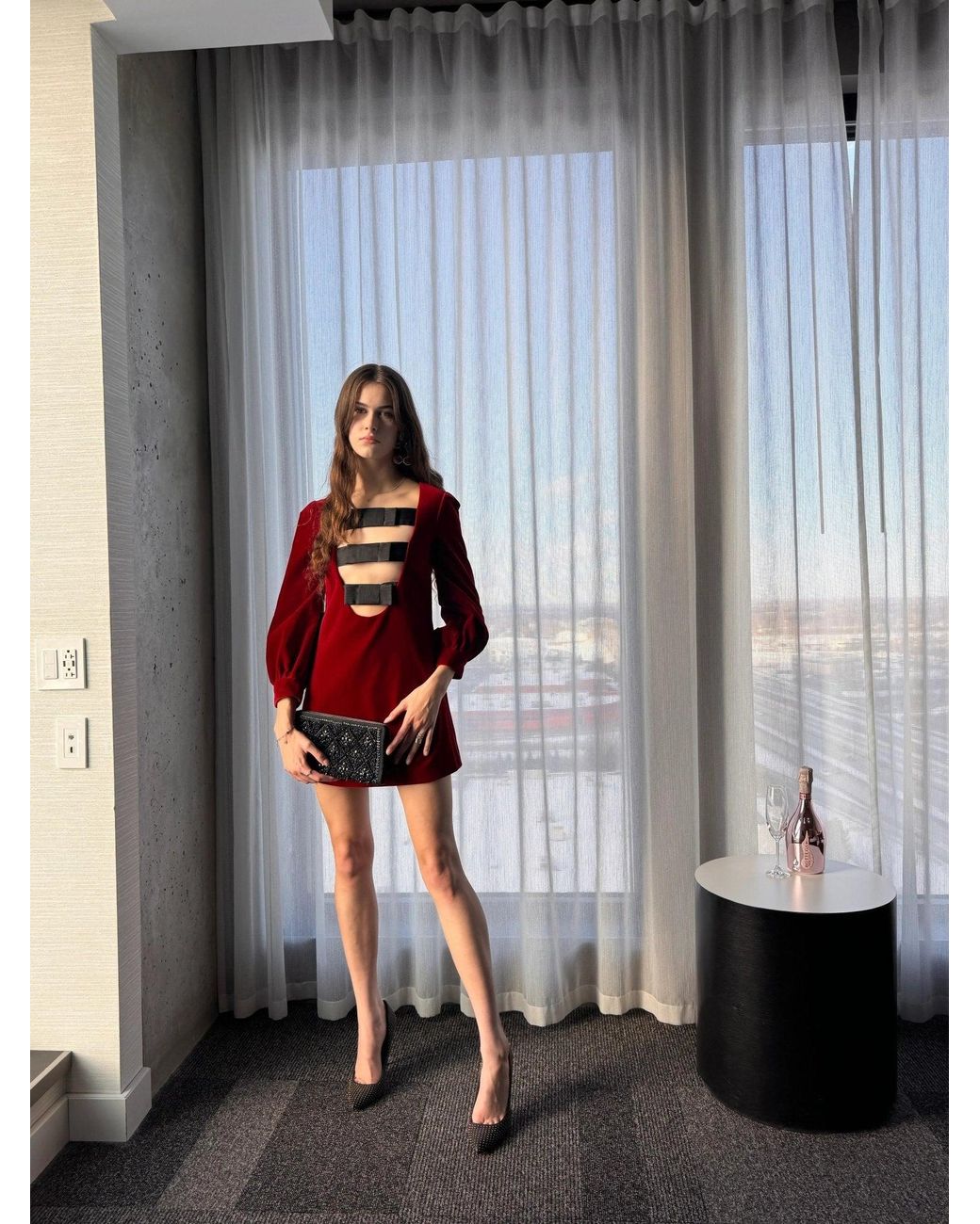 Gucci Red Stretch Cotton-velvet Mini Dress