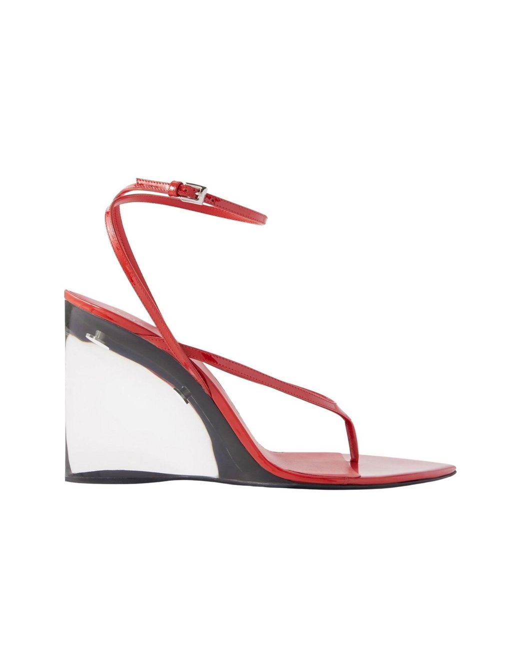 Alaïa Pink Tong 90 Patent Leather Wedge Sandals