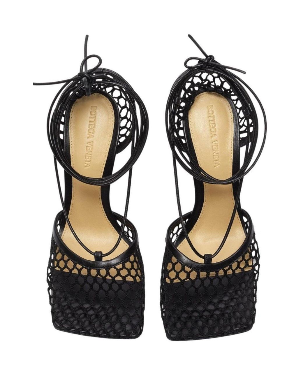 Bottega Veneta Black Fishnet Mesh Leather Sandal