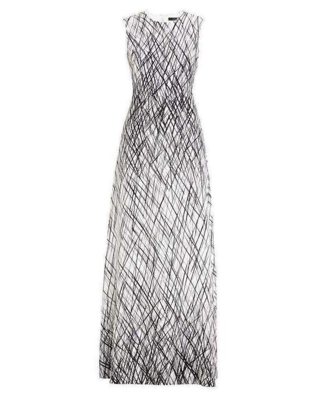 BCBGMAXAZRIA Blue Sleeveless Printed Gown Dress