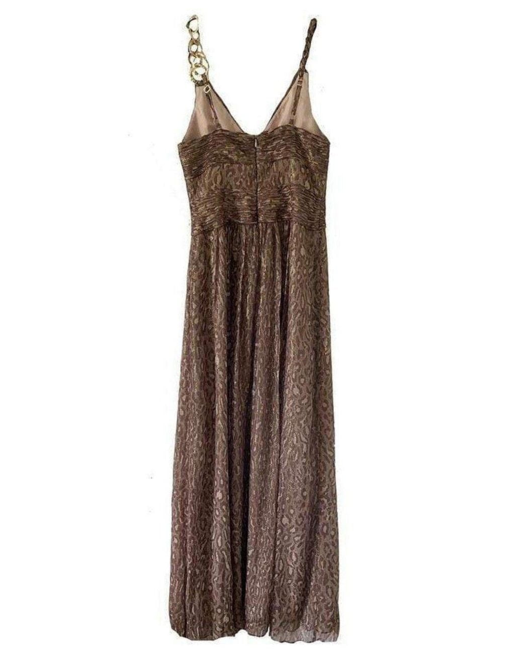 BCBGMAXAZRIA Brown Leopard Print Silk Gown Dress