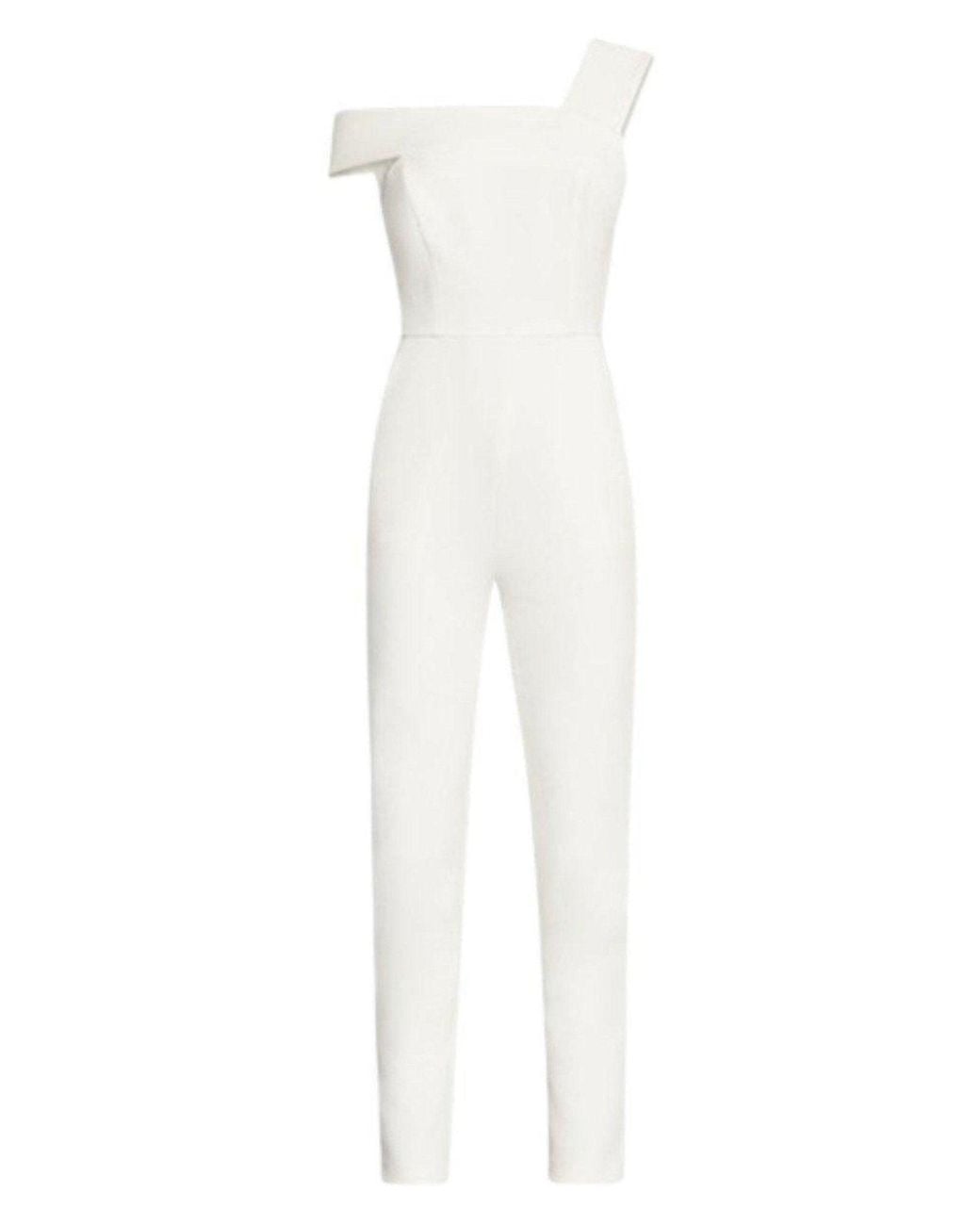 BCBGMAXAZRIA White Haida One-shoulder Jumpsuit