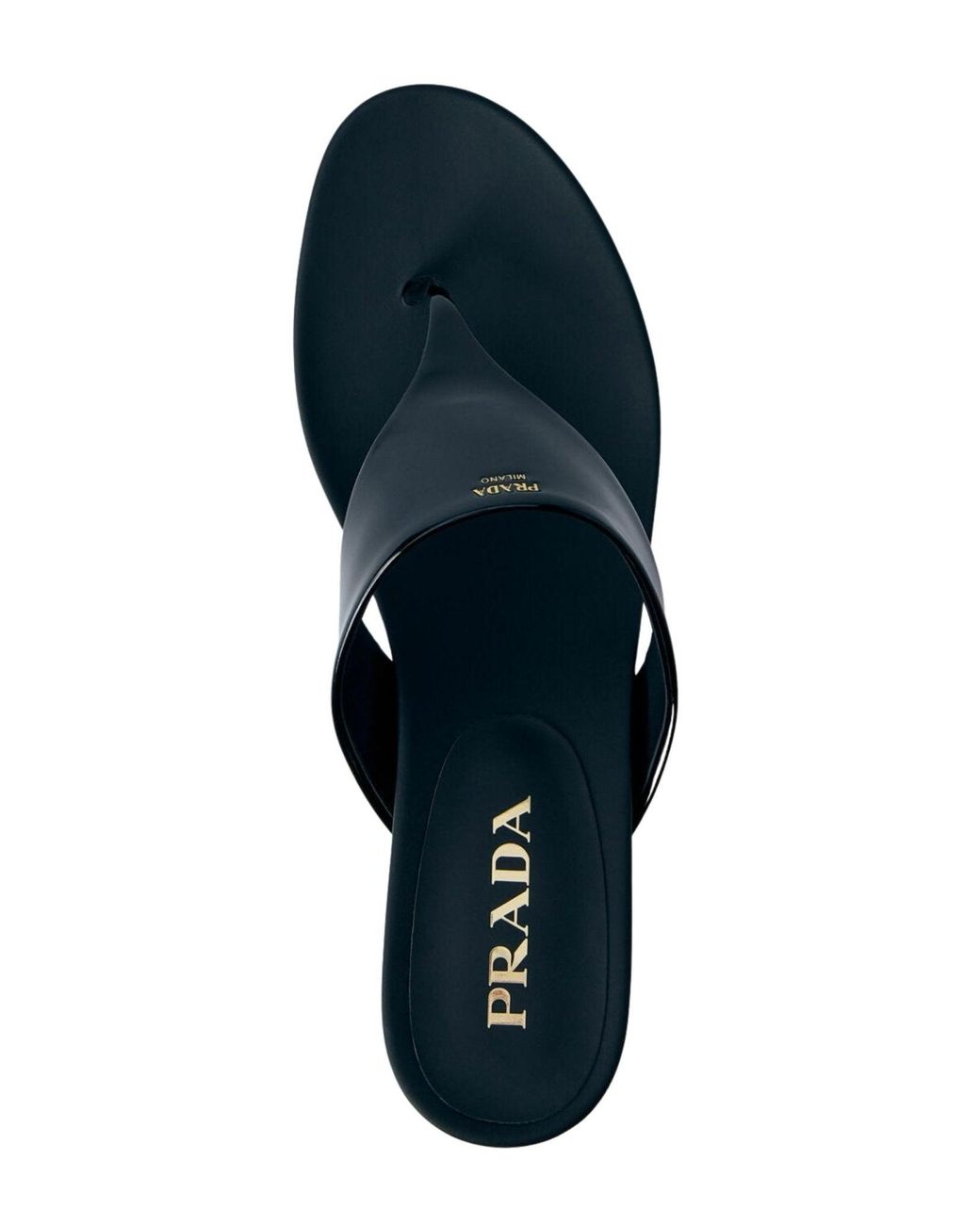 Prada Blue Patent Leather Kitten-heel Thong Sandals