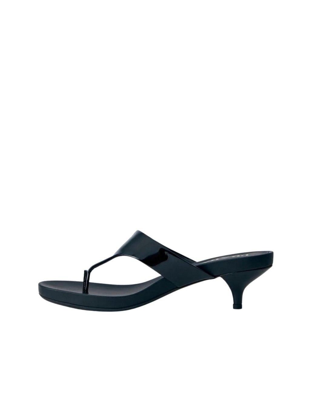 Prada Blue Patent Leather Kitten-heel Thong Sandals