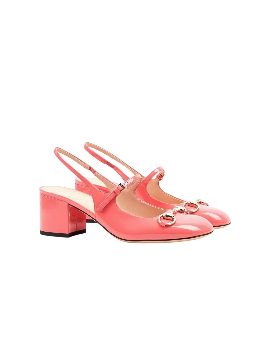 Gucci Pink Horsebit 55 Patent Leather Slingback Pumps