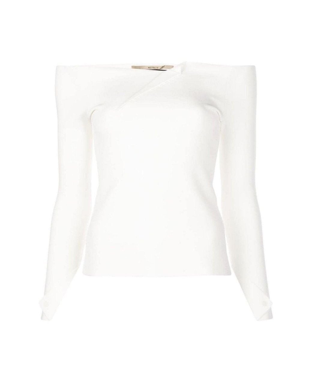 Roland Mouret White Angeles Off-the-shoulder Ponte Top