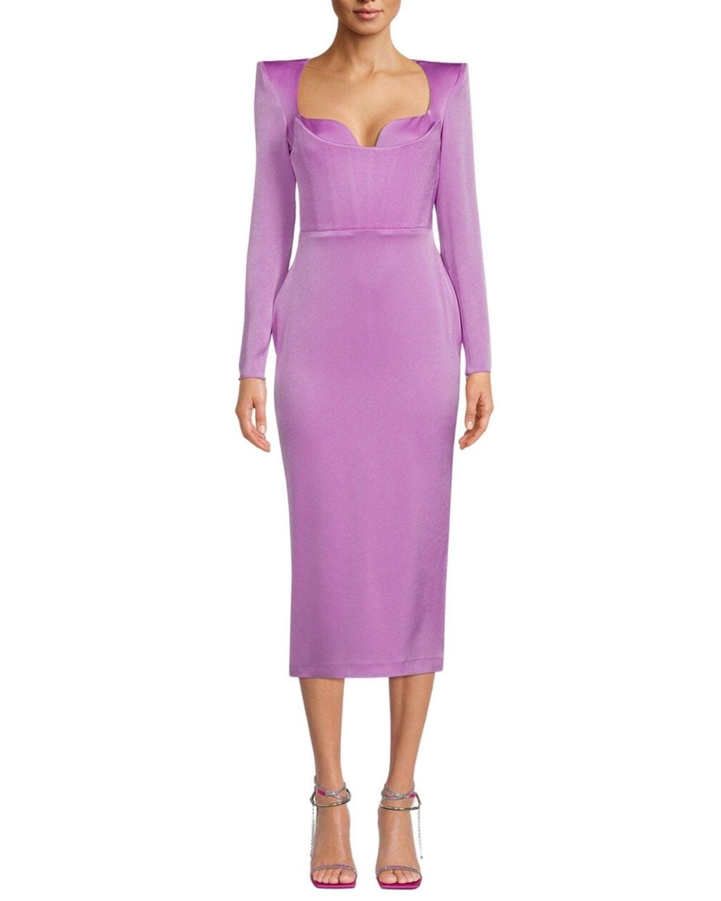 Alex Perry Purple Sweetheart Bustier Satin-crepe Midi Dress