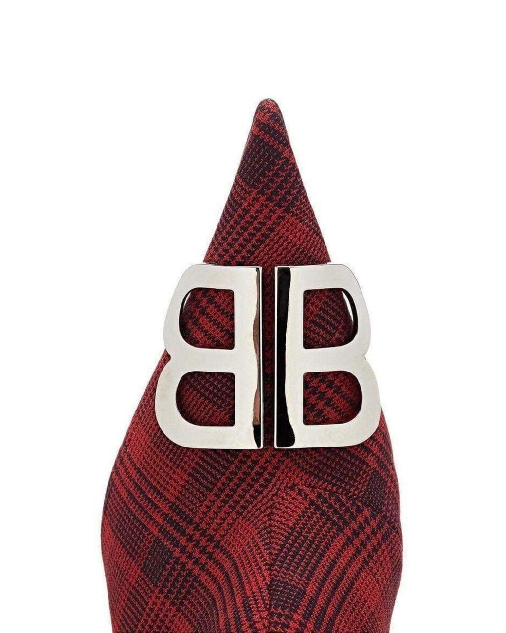 Balenciaga Red Logo Plaid Canvas Ankle Boots