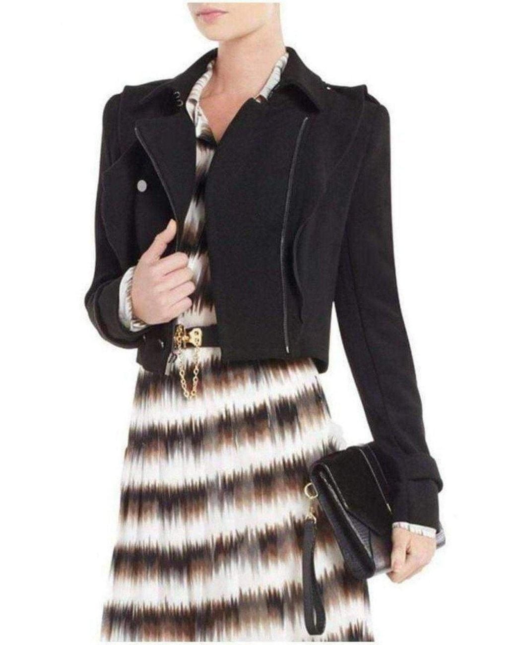 BCBGMAXAZRIA Black Fay Ruffled Military Jacket