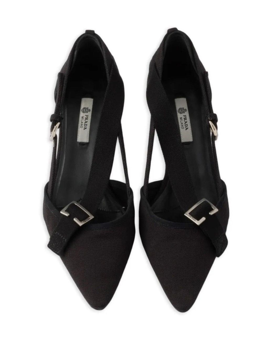 Prada Pointed Slingback Black Kitten Heel Pumps