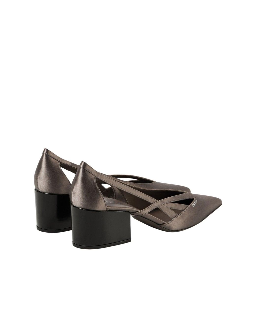 Prada Brown Pointy 55 Cutout Satin Pumps