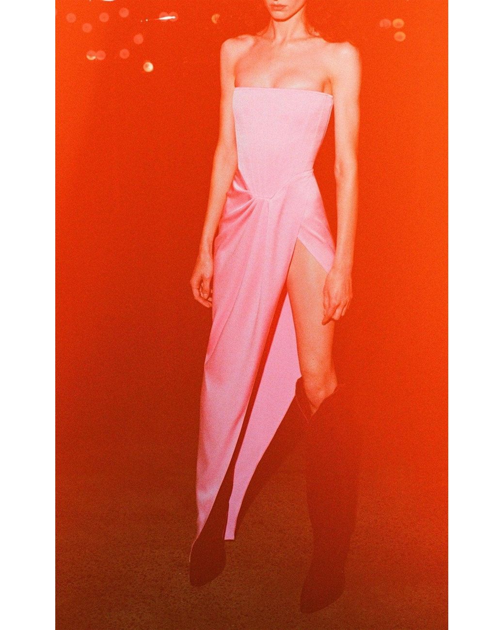 Alex Perry Ledger Pink Satin-crepe Strapless Dress