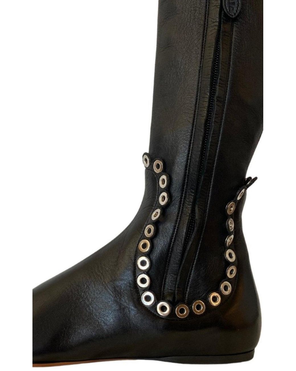 Alaïa Black Over Knee Studded Flat Boots