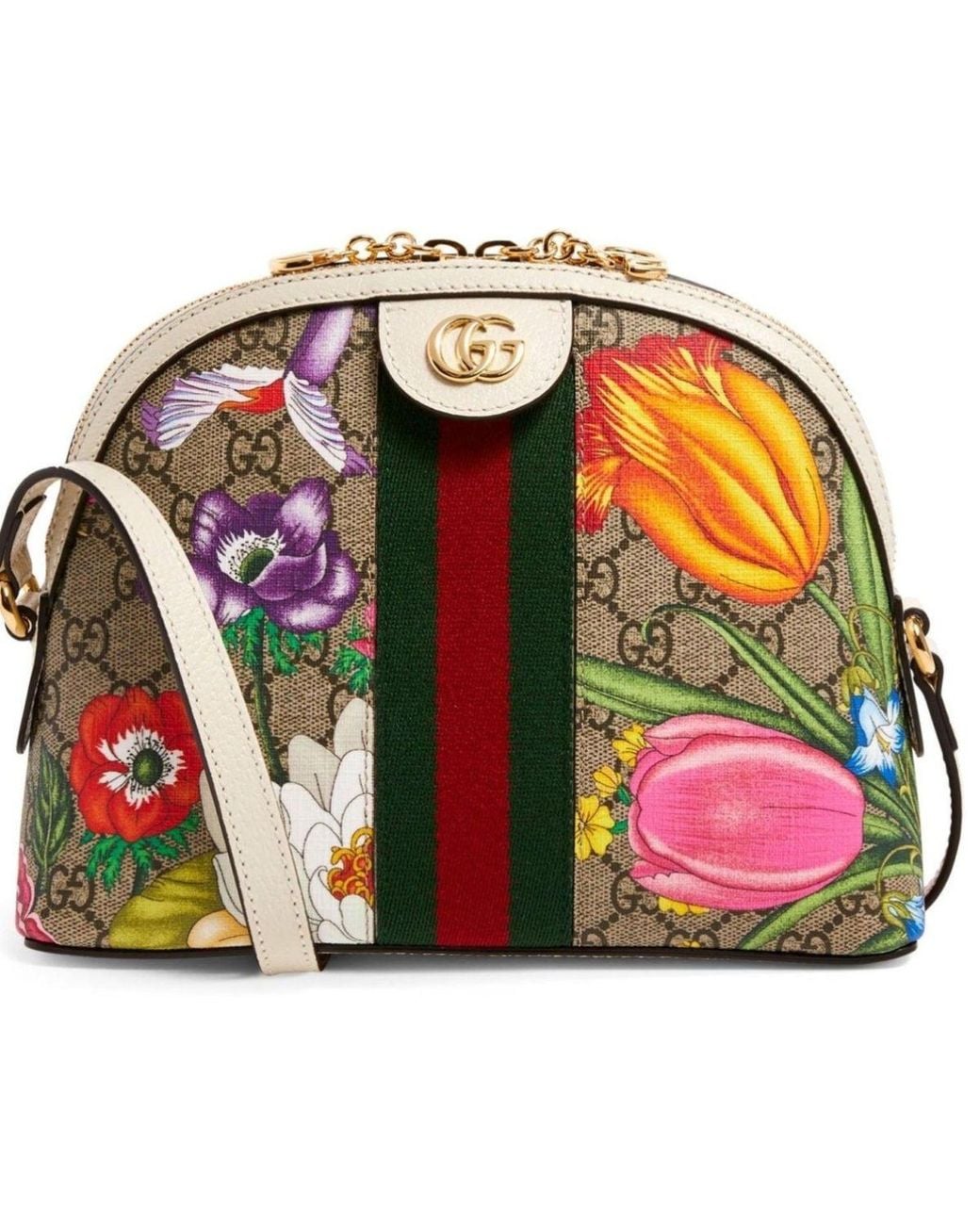 Gucci White Small Ophidia Flora Shoulder Bag It