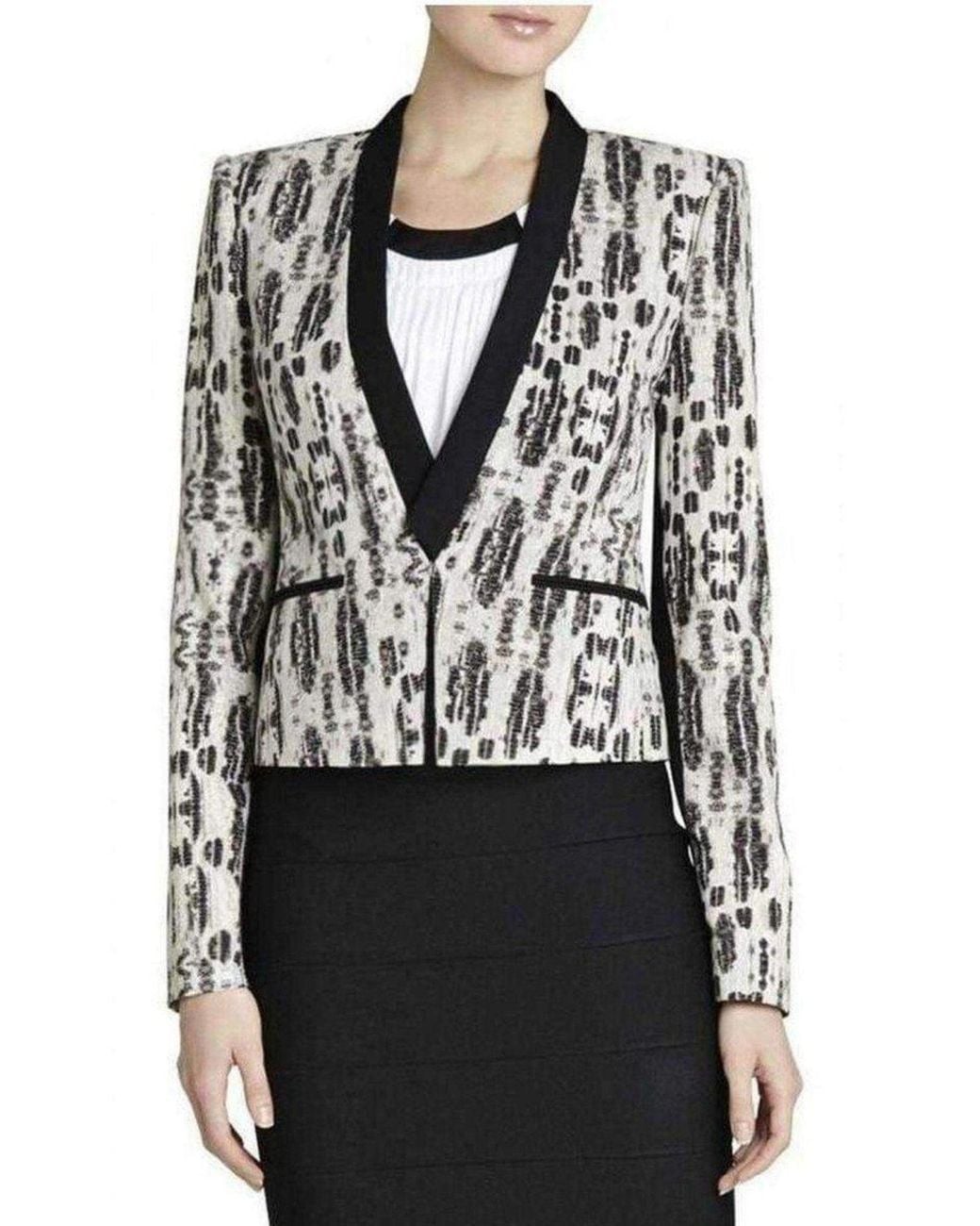 BCBGMAXAZRIA Black Guy Printed Jacket