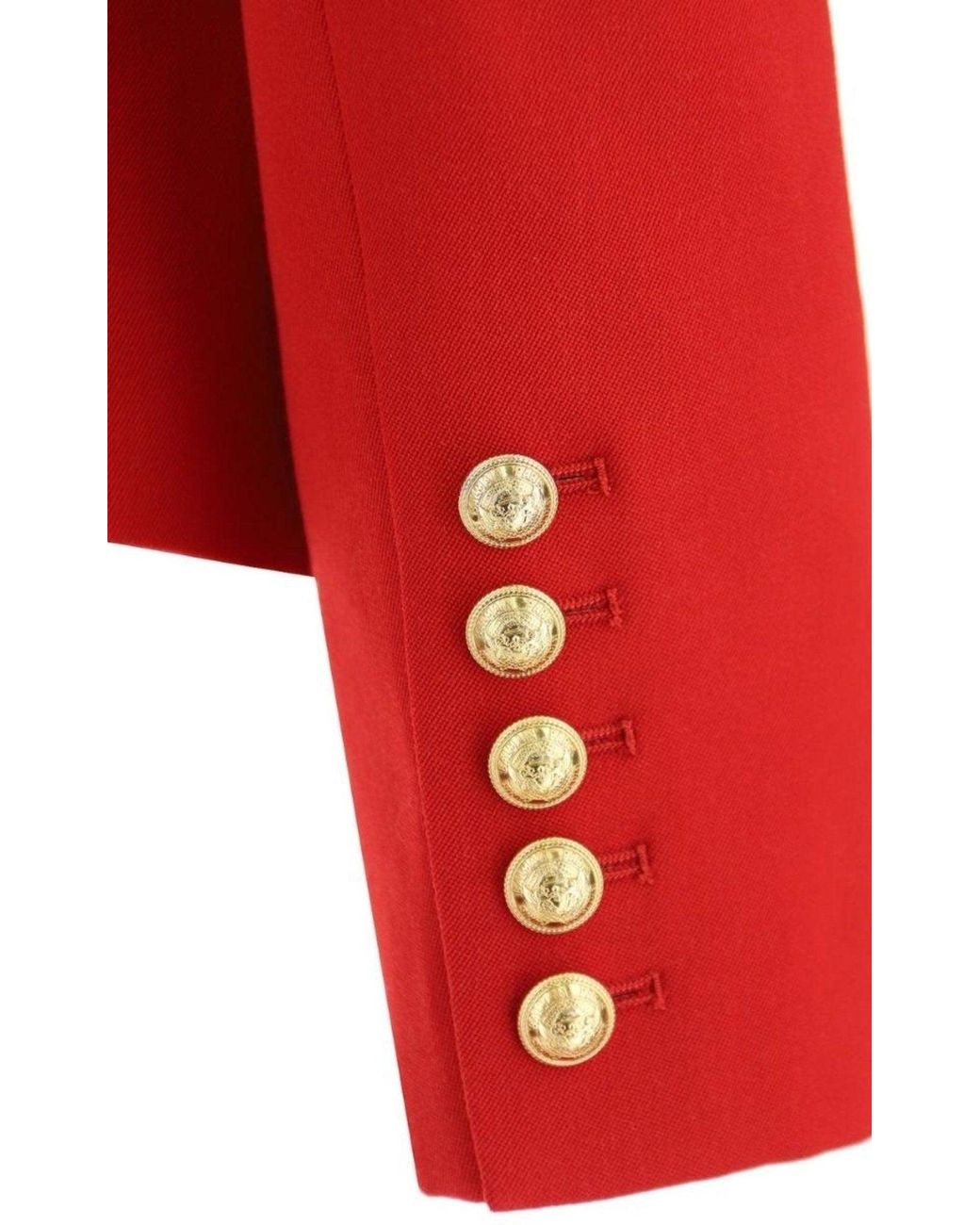 Balmain Red Double Breasted Tailored Wool Blazer